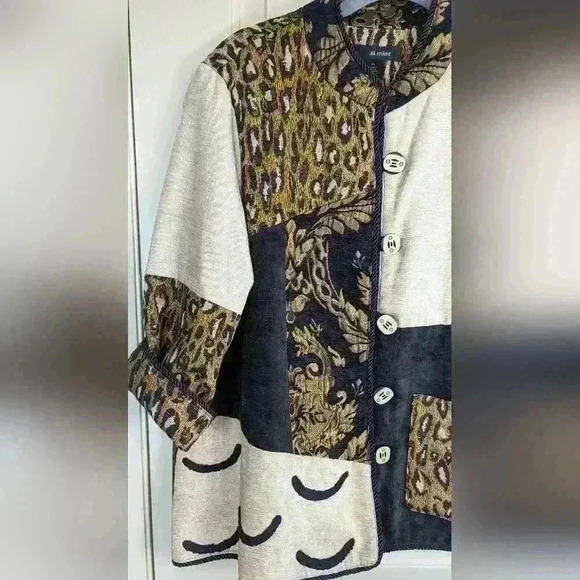 VINTAGE Ali Miles Tapestry Patchwork Jacket Animal Print Size PL - Picture 3 of 11